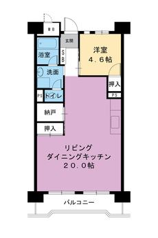 Sơ đồ phòng 1LDK của Village House Minatojima Tower ở Chuo-ku