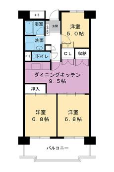 Higashihiroshima-shi मा Village House Takamigaoka Tower को 3DK फ्लोरप्लान