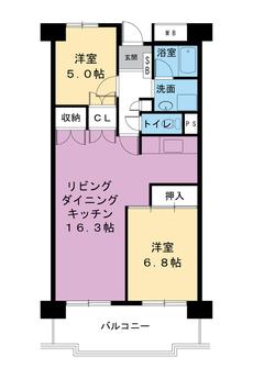 Higashihiroshima-shi मा Village House Takamigaoka Tower को 2LDK फ्लोरप्लान