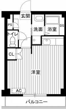 1R denah lantai Village House Numakoyanagi di Kokuraminami-ku