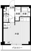 1R floorplan of Village House Numakoyanagi in Kokuraminami-ku