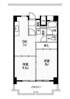 一宮市ビレッジハウス一宮タワーの間取り図2DK