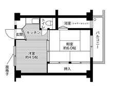 1DK floorplan of Village House Miyauchi in Omihachiman-shi