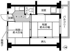 南区ビレッジハウス福富の間取り図1DK