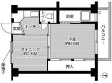 和歌山市ビレッジハウス紀三井寺の間取り図1DK