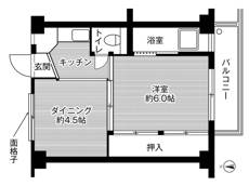 1DK floorplan of Village House Senoo in Minami-ku