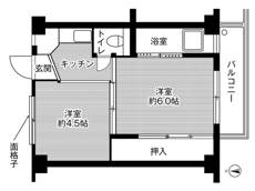 瀬谷区ビレッジハウス阿久和の間取り図2K