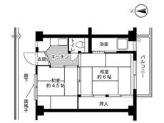 Sơ đồ phòng 2K của Village House Tounoji ở Inuyama-shi