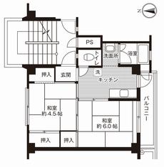 2K denah lantai Village House Kannabe Dai 2 di Fukuyama-shi