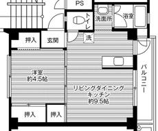 Sơ đồ phòng 1LDK của Village House Tajima ở Hofu-shi