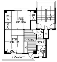 南砺市ビレッジハウス福光の間取り図2K