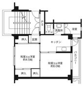 Sơ đồ phòng 2K của Village House Furukawa ở Hida-shi