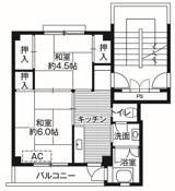 2K floorplan of Village House Ganmanji in Miyoshi-shi