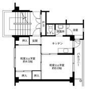 Sơ đồ phòng 2K của Village House Nishiharuchika ở Ina-shi