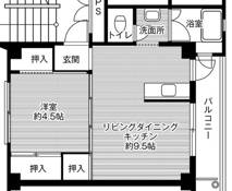 位于島田市的Village House 船木的平面图1LDK