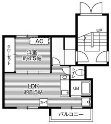 西区ビレッジハウス手稲の間取り図1LDK