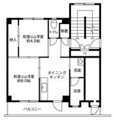 出雲市ビレッジハウス雲州平田の間取り図2DK