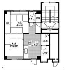 出雲市ビレッジハウス雲州平田の間取り図2DK
