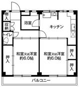 Sơ đồ phòng 2DK của Village House Negishi ở Kawaguchi-shi