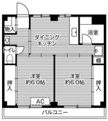 2DK denah lantai Village House Kamagaya di Kamagaya-shi
