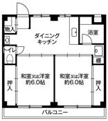 Sơ đồ phòng 2DK của Village House Zama ở Zama-shi