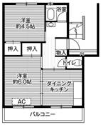 2DK floorplan of Village House Daishuku in Toride-shi