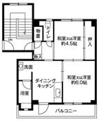 Sơ đồ phòng 2DK của Village House Toyama Minami ở Toyama-shi