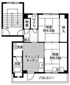富山市ビレッジハウス婦中の間取り図2DK