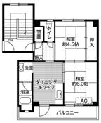 2DK floorplan of Village House Fuchu in Toyama-shi