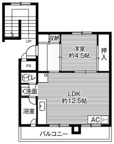 Planta 1LDK Village House Shinkawa em Kita-ku