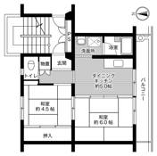 田辺市ビレッジハウス千津ヶ谷の間取り図2DK