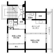 大崎市ビレッジハウス岩出山の間取り図2DK