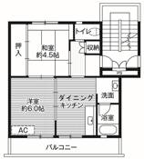 2DK floorplan of Village House Mine in Mine-shi