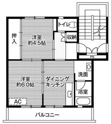 2DK floorplan of Village House Toyooka in Suzaka-shi