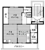 2DK floorplan of Village House Kiyosue in Shimonoseki-shi