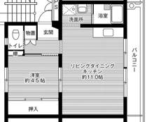 位于朝倉市的Village House 甘木的平面图1LDK