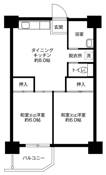 2DK floorplan of Village House Senbokutoga Tower in Minami-ku