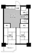 2DK floorplan of Village House Senbokutoga Tower in Minami-ku