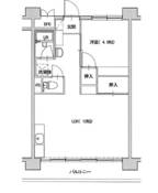 1LDK denah lantai Village House Minami Shimizu Tower di Amagasaki-shi