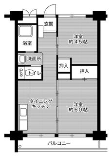 尼崎市ビレッジハウス南清水タワーの間取り図2DK
