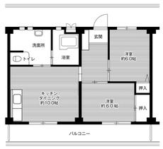 彦根市ビレッジハウス川瀬の間取り図2LDK