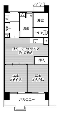 南区ビレッジハウス笠寺タワーの間取り図2LDK