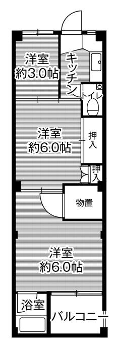 廿日市市ビレッジハウス下更地の間取り図3K