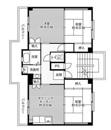 3DK denah lantai Village House Ishinomaki di Toyohashi-shi