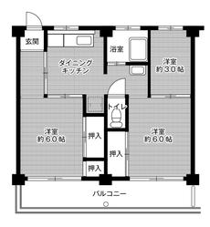 Sơ đồ phòng 3DK của Village House Higashino ở Kasugai-shi