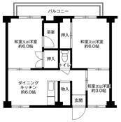 3DK floorplan of Village House Tsuneyoshi in Amagasaki-shi