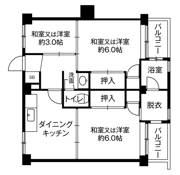 3DK floorplan of Village House Hagiwara in Yahatanishi-ku