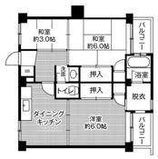 古賀市ビレッジハウス古賀の間取り図3DK