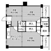 古賀市ビレッジハウス古賀の間取り図3DK