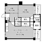 2LDK floorplan of Village House Hagiwara in Yahatanishi-ku
